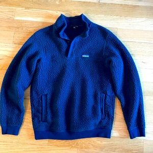 Patagonia Shearling Button Pullover Fleece - Navy M